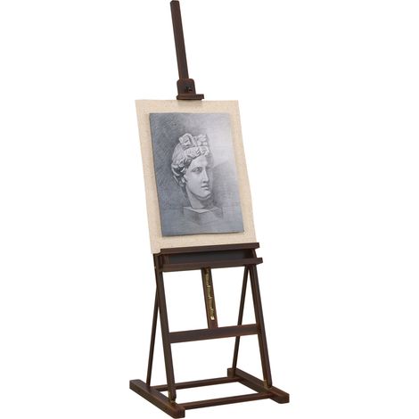 HOMCOM caballete de pintura de madera, 230 cm con altura y ángulo ajustables, almacenamiento, para adultos, artistas, pintor, estudiantes, marrón (1/5)
