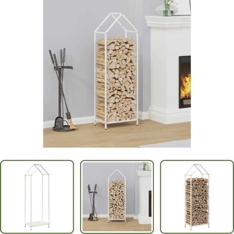 Bois de chauffage - Portant de bois chauffage blanc 40x25x120 cm (1/5)