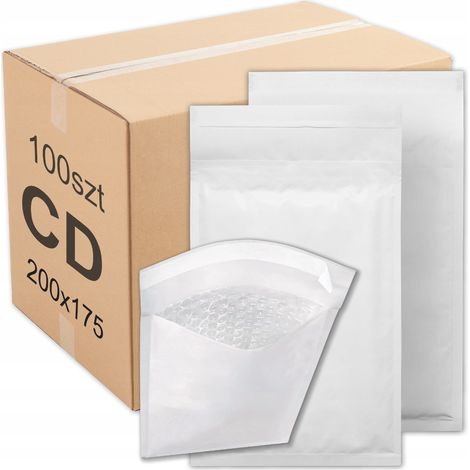 Enveloppes à bulles d'air blanches pour CD/DVD, 100 pièces, carton rigide (1/5)