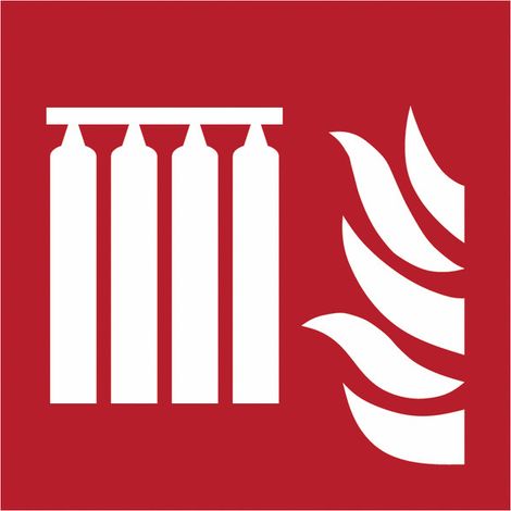 Pannello adesivo antincendio ISO 7010 "Sistema fisso di estintori in serie" - F008