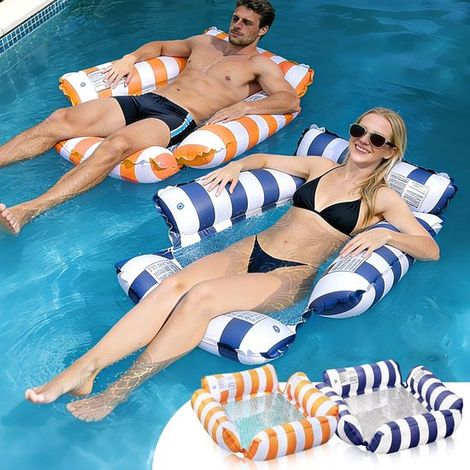 Amache acquatiche per la piscina: materassino gonfiabile 4 in 1, piscina con rete, lettino acquatico pieghevole per adulti e bambini, accessori per la piscina per... (1/5)