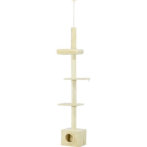 Verstellbarer 4-stufiger Katzenbaum mit Versteck und Kratzbaum, 440 x 31 x 240–270 cm