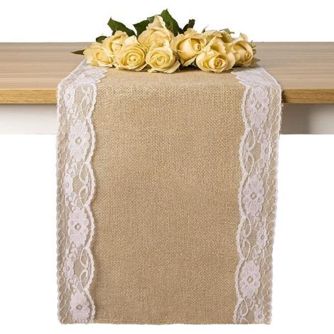 10Mx30cm Chemin de Table Toile de Jute Ruban de Table Rouleau Jute Mariage Vintage Rustique Jardinage Décorations de Table (1/4)