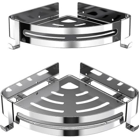 Étagère de douche sans perçage, étagère d'angle en acier inoxydable, panier de douche triangulaire, organisateur de salle de bain, étagère de douche pour salle de bain, cuisine et salle d'eau. (1/5)