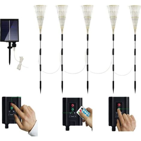 1 ensemble de 5 lampes solaires d'extérieur pour éclairage de paysage solaire, lampes solaires de jardin (1/5)