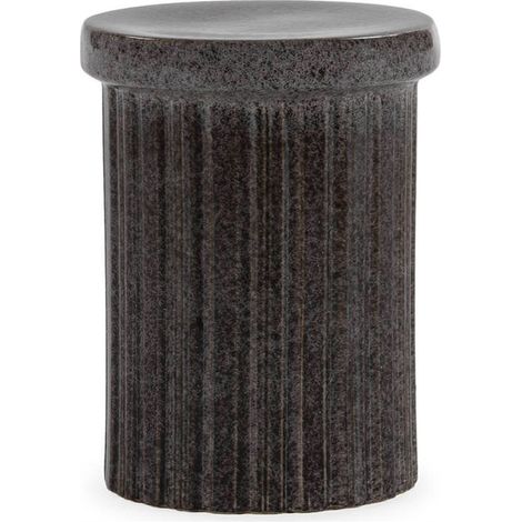 Tabouret en céramique noire striée - noir moucheté (1/3)