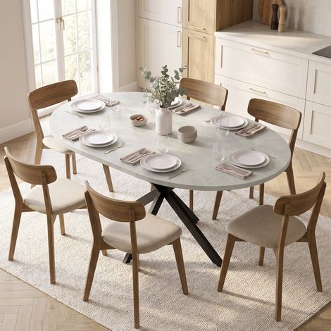 Table de salle à manger extensible pour 4 à 6 personnes, table de cuisine de style industriel avec pieds en forme d'araignée, grise (1/5)