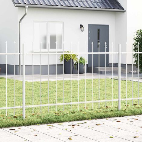 Gartenzaun 5 pcs Weiß 8,5 x 0,8 m Pulverbeschichteter Stahl