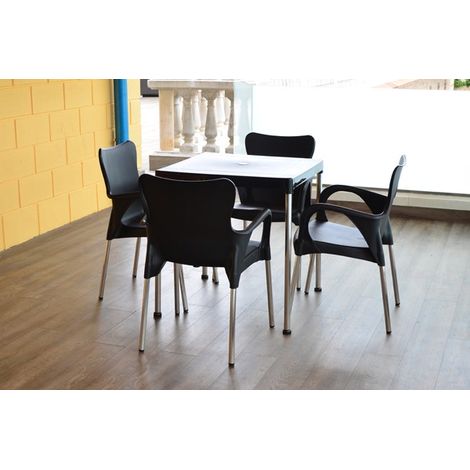 FAUTEUIL RÉSINE/ALUMINIUM NOIR