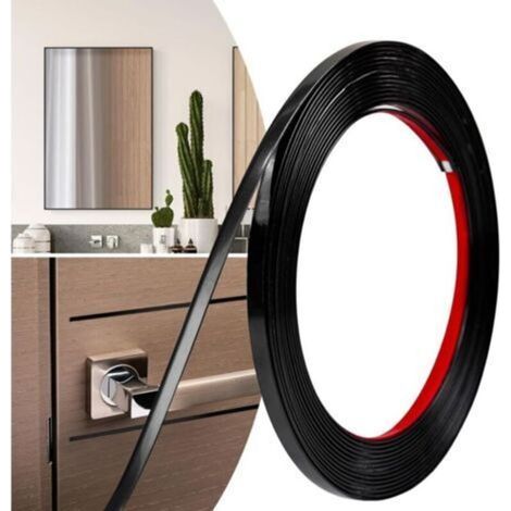 Borde decorativo, tira adhesiva autoadhesiva para puertas, ventanas, espejos flexibles, armarios y bordes (Negro, 8 mm x 6 m) (1/4)