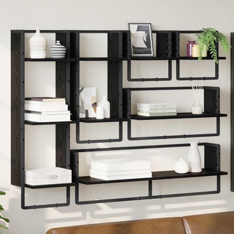 vidaXL Ensemble d'étagères murales 6 pcs Chêne noir 100 x 25 x 30 cm (1/5)