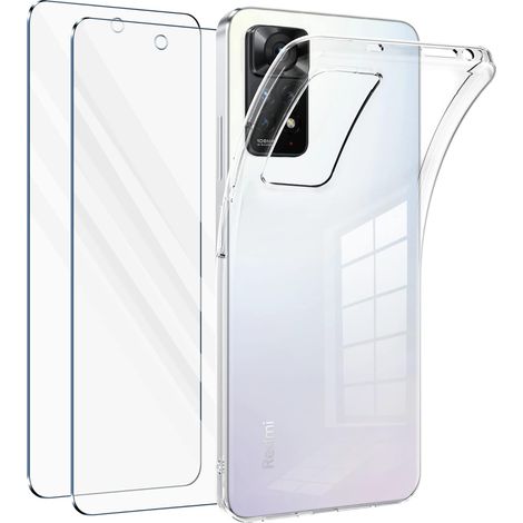 CUSTODIA PER XIAOMI REDMI NOTE 11T 5G TRASPARENTE 2X CUSTODIA IN VETRO TEMPERATO (1/5)
