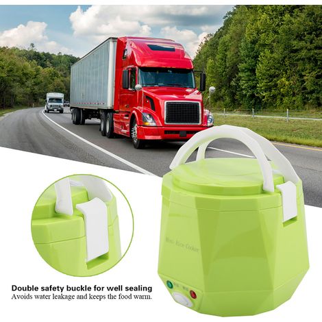 Cuisseur de riz électrique portable 24V 140W 1,3L, cuit-vapeur multifonction pour camion, vert, autocuiseur compact (1/5)