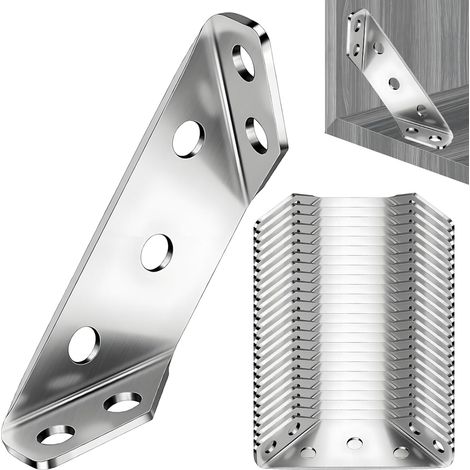Lot De 20 Equerre D'assemblage,Connecteurs D'angle,Bracelet D'angle Trapézoïdal En Métal,Equerre Fixation Inox,Equerre,Équerre De Fixation,Equerre Metal,Inox Connecteur,Pour Meubles, Étagères, Bois (1/5)