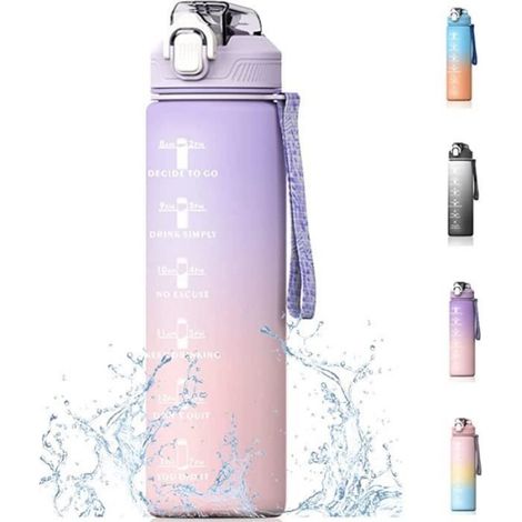 Bouteille D Eau - 1000 Ml - Silicone Sans Bpa - Etanche Portable - Pour Sport Camping Travail - 1 Piece (1/4)