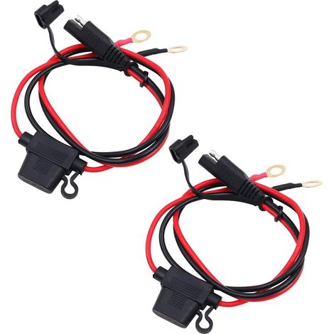 2PCS SAE Connecteur Câble Batterie Câble De Charge avec Couvercle + O Ring Terminal 15A Boîtes À Fusibles 12v pour Moto Voiture Tracteur- 16AWG (1/5)