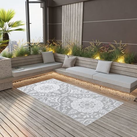 Tapis d'extérieur résistant aux UV, Tapis Pour Terrasse, Jardin, Balcon Gris clair 190x290 cm PP FYH16245 (1/5)