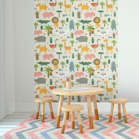 Sticker effet papier peint - ANIMAUX DE LA FORÊT TROPICAL - 60x60cm (1/5)