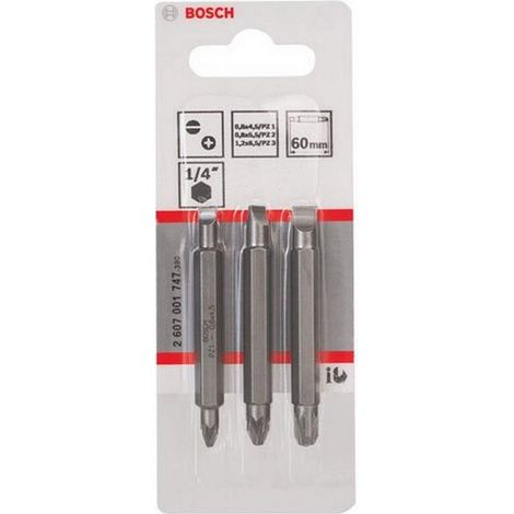 Embout de Tournevis Doubles, pour S1.2x6.5/PZ1/PZ2/PZ3, 60mm, Lot de 3 (1/4)