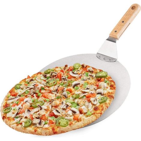 Pelle à pizza ronde 30,5 cm (12") en aluminium et bois, spatule professionnelle, 48,5×8,5 cm, sans boîte, 1 pièce