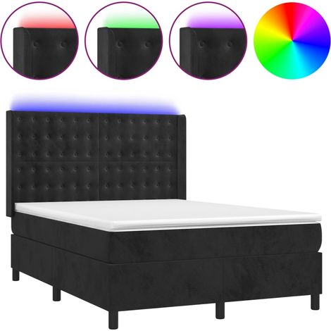 Maison Exclusive - Cama box spring colchón y LED terciopelo negro