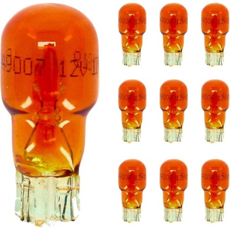 10x Ampoule 12V 10W T13 W2.1x9.5d clignotant latéral voiture moto scooter éclairage goutte d'eau lampe tableau bord indicateur, orange (1/5)