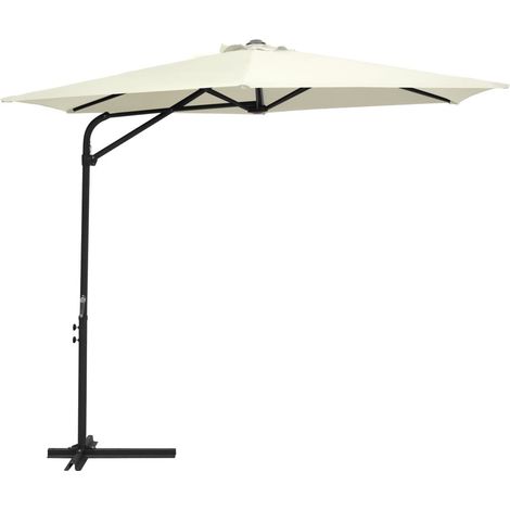 Parasol d'extérieur déporté avec mât en acier 300cm Blanc sable (1/5)