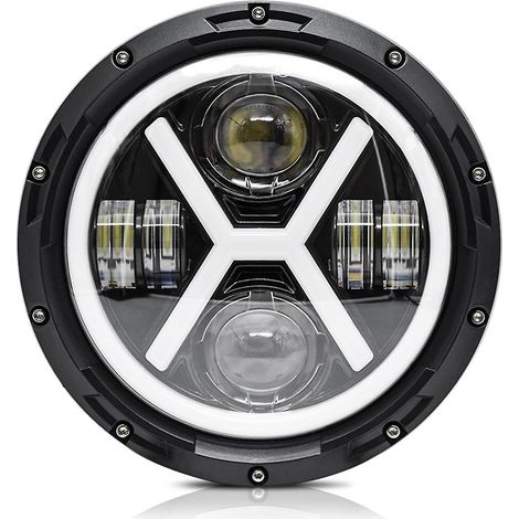 Stück 7 Zoll 500W 6000K 30000LM LED-Scheinwerfer für Autos und Motorräder, IP67 wasserdicht, Tagfahrlicht/Blinker/Abblendlicht