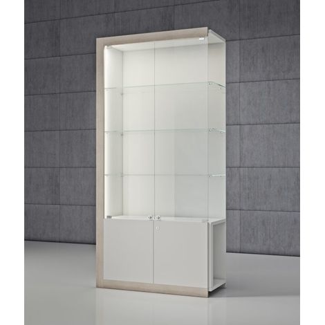 Vetrina in cristalli temperati con mobile con ante 100 x 40 x 210 cm QF/CA (1/2)