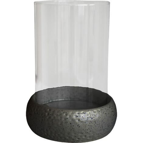 Maya Ceramic Graphite Pebble Lantern - L19.5 x W19.5 x H31 cm
