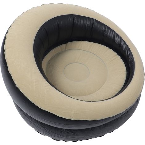 Canapé gonflable en PVC floqué, portable et ergonomique, marron, idéal pour le salon, la chambre ou les voyages en extérieur. (1/5)