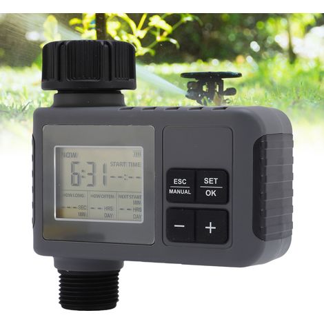 Computadora de riego automático con pantalla LCD + temporizador de jardín + control de duración de riego + grifo de 3/4-1/2" + ABS + IPX5 + 297 g + juego completo (1/5)