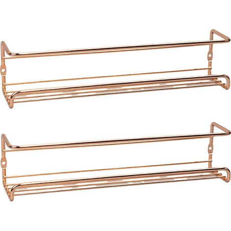 2 Étagères à épices murales, support suspendu en métal avec fixation adhésive ou vissée, pour placard de cuisine et porte de garde-manger (1/5)