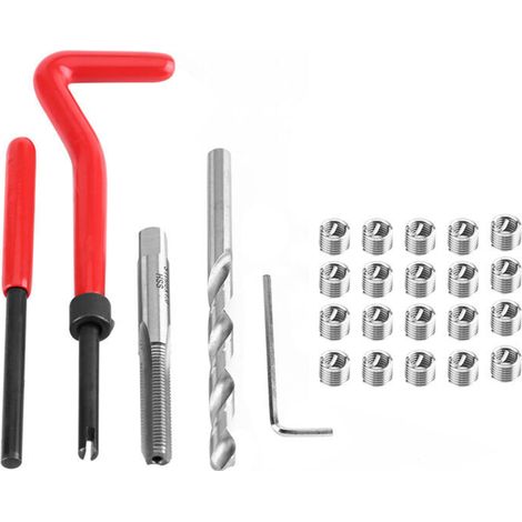 Kit de 25 inserts de réparation de filetage compatibles avec les outils manuels pour la réparation automobile M6 x 1,0 x 8,0 mm (1/5)