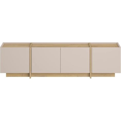 CALICOSY - Meuble TV 4 portes décor cachemire et chêne L180 cm ONYX (1/5)