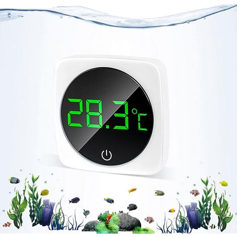 Thermomètre d'aquarium à LED, écran tactile, capteur de température précis, thermomètre pour eau, thermomètre d'aquarium autocollant et économe en énergie. (1/5)