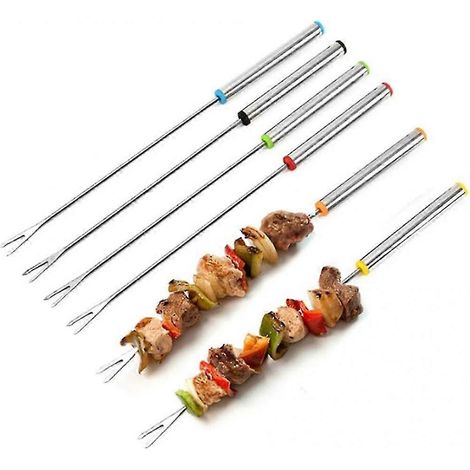 Lot de 6 fourchettes à barbecue en acier inoxydable, outil de grillade (1/5)