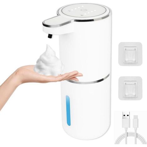 Distributeur de savon automatique - Capacité 380 ml - Mousseur - Avec fenêtre de visualisation - Rechargeable par USB (1/5)