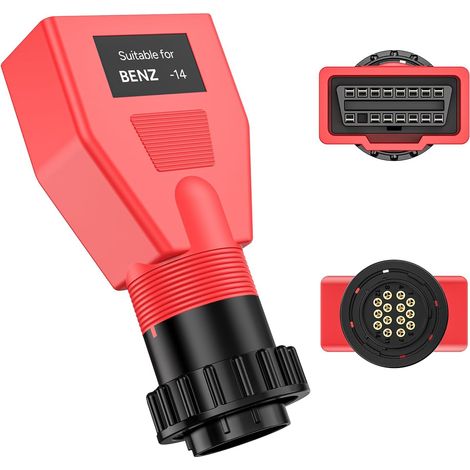 Original Adapter for Benz 14-Pin (Male) OBD to 16-Pin (Female) OBD2 Diagnostic Connector for Mercedes Benz, 14-Pin OBDII Converter for Europe (1/5)