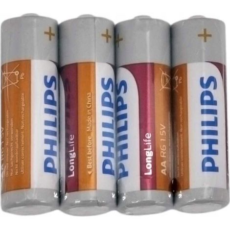 Pilas Philips AA/R6 de 1,5 V, tipo "dedos grandes", 4 unidades.