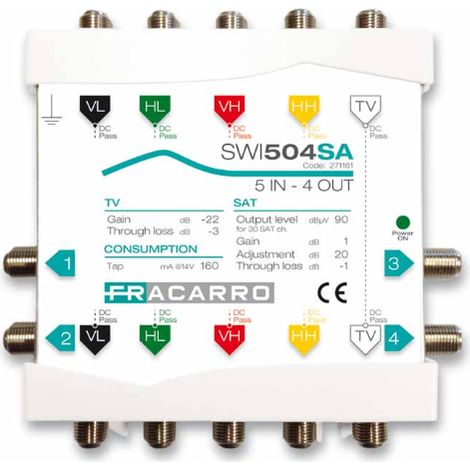 Fracarro cascade multiswitch 5 entrées 4 sorties dérivées - 271161