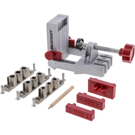 Joint Master – Gabarit de cheville en aluminium auto-serrant. Crée des joints de bord, d'angle et de surface. Comprend des entretoises de centrage. Pour chevilles de 6,35 mm, 1,6 mm et (1/5)