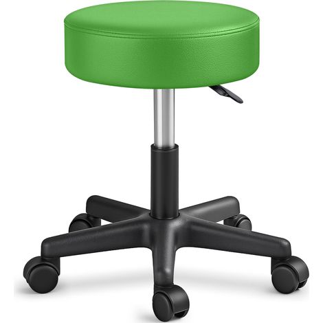 Sgabello da lavoro Sgabello girevole Sgabello Sgabello per salone estetico Sgabello per ambulatorio medico, con rotelle, rotazione libera di 360°, 10 cm di imbottitura, 8 colori diversi (Verde)