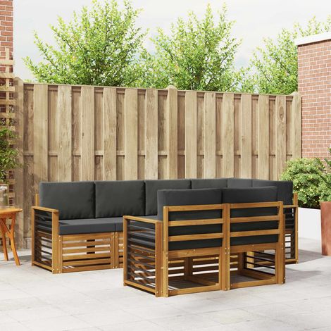 Ecksofa Set 7 pcs Natur und Anthrazit Massivholz Akazie (1/5)