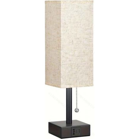 Lampe de table moderne, lampe de bureau USB, lampe décorative avec interrupteur à glissière pour chambre, salon, studio, bureau, salle d'étude, chevet, salle à manger (1/5)