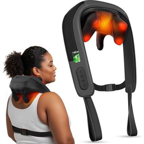 Masseur Cervical avec Chaleur, Massage Cervicales et Cou Shiatsu 6D, Masseur Dos, Masseur Electrique Sans Fil pour Cou Épaules Dos, Appareil de Massage Rechargeable, Cadeau Femme Homme (1/5)