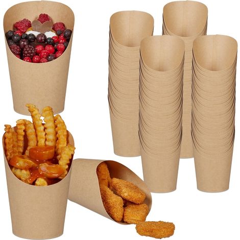 Vasos desechables de papel kraft para refrigerios, paquete de 100