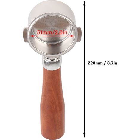 Ortviai Portafiltre sans fond 51 mm pour machine à café EC0310, en acier inoxydable 304, design à deux oreilles (1/4)