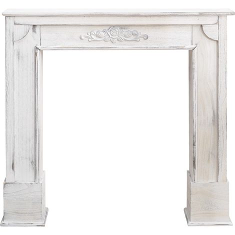 Mobili Rebecca – Cadre décoratif en bois gris shabby pour cheminée – Dimensions 100x105x21 cm – Accessoire de décoration intérieur