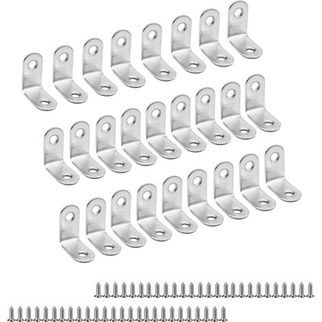 26pcs Supports d'angle en acier inoxydable – 20 x 20 mm avec 52 vis (1/5)